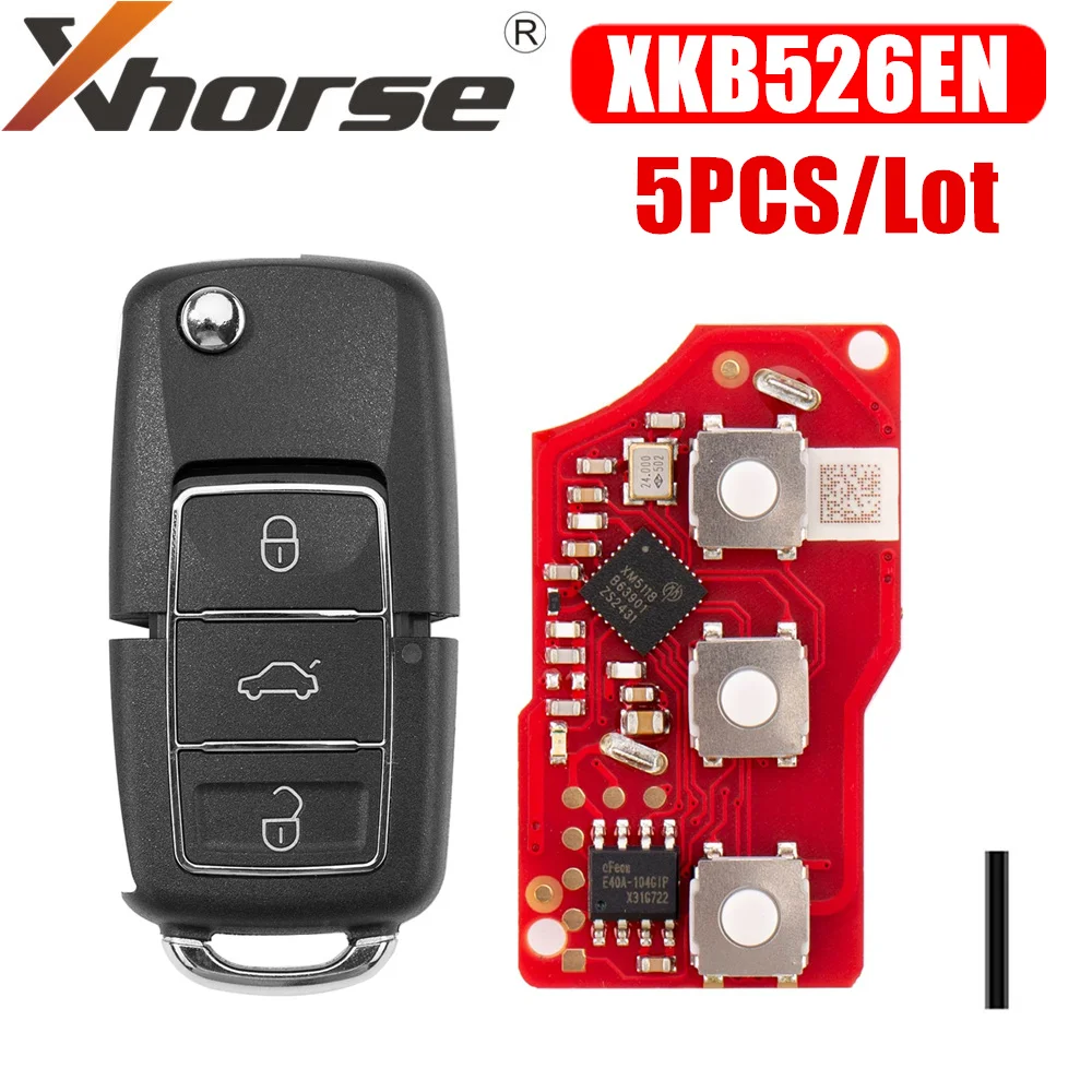 

Xhorse XKB526EN 2nd Generation Wire Remote Key for VW B5 Type 5PCS