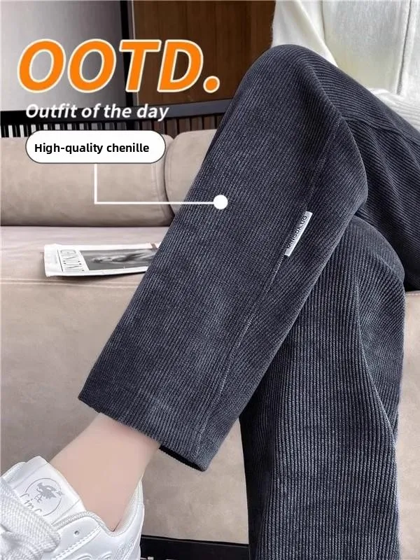 

Женские спортивные брюки с высокой талией, на флисовой подкладке, из вельвета, прямого кроя, осенне-зимние, повседневные, удобные, в стиле харлан