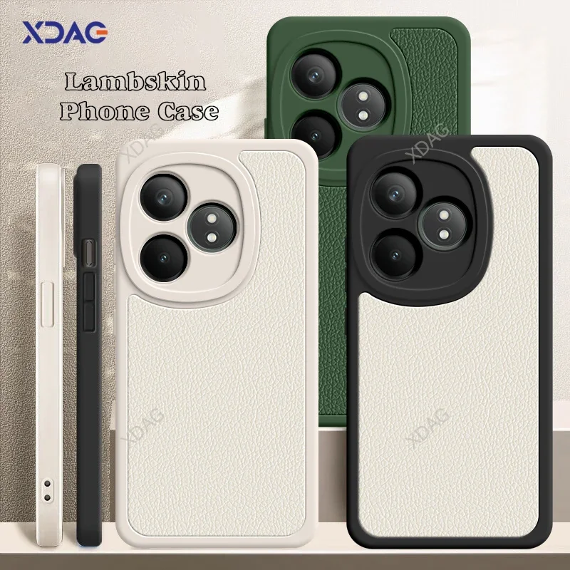 Lamb Skin Litchi Grain Leather Phone Cases for RealmeGT Realme GT 6 6T GT6T 5G Original Soft Simple Shockproof Back Cover Coque