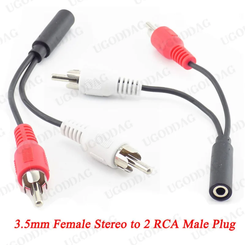 3.5mm RCA Female jack Stereo to 2 RCA Male Plug Y Cable  Adapter 3.5 Audio aux Socket connector to Headphone Players wire