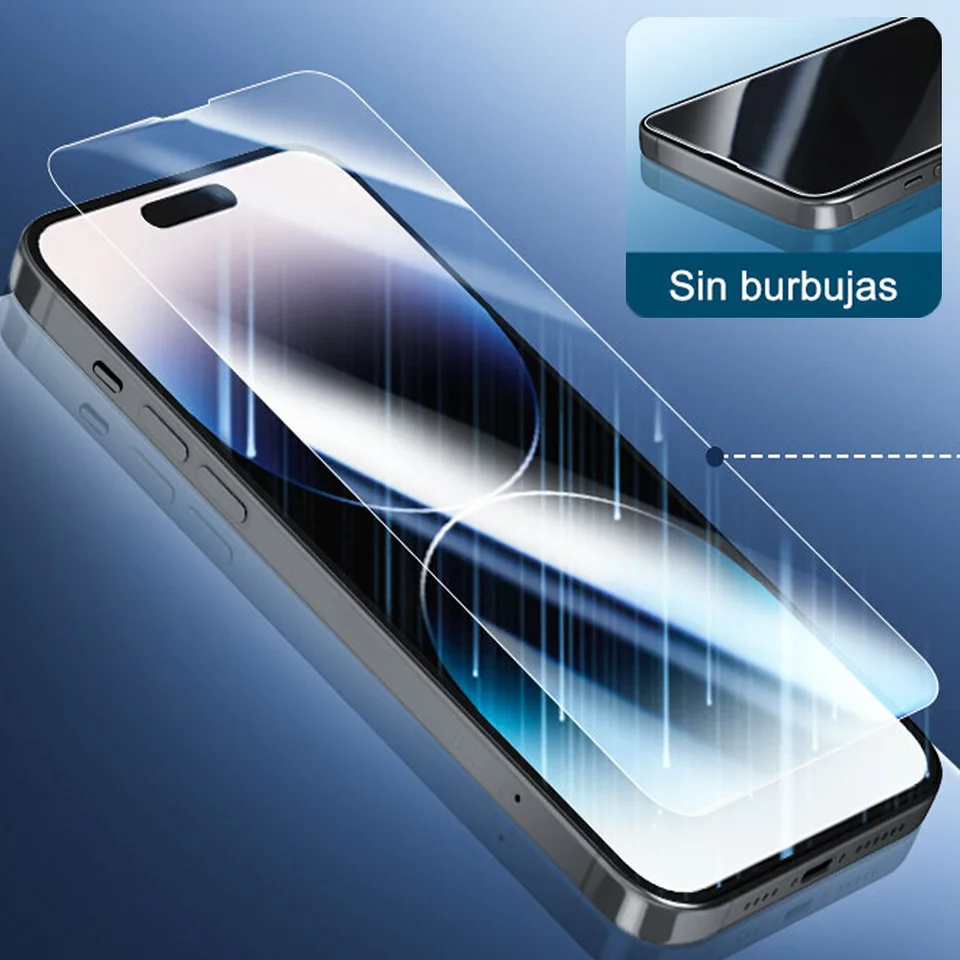1~4 Piezas Protector de Pantalla para iPhone 17 16 15 14 Pro Max Vidrio de Lente para iPhone 12 11 13 Mini Vidrio Templado para iPhone 17 Pro 5