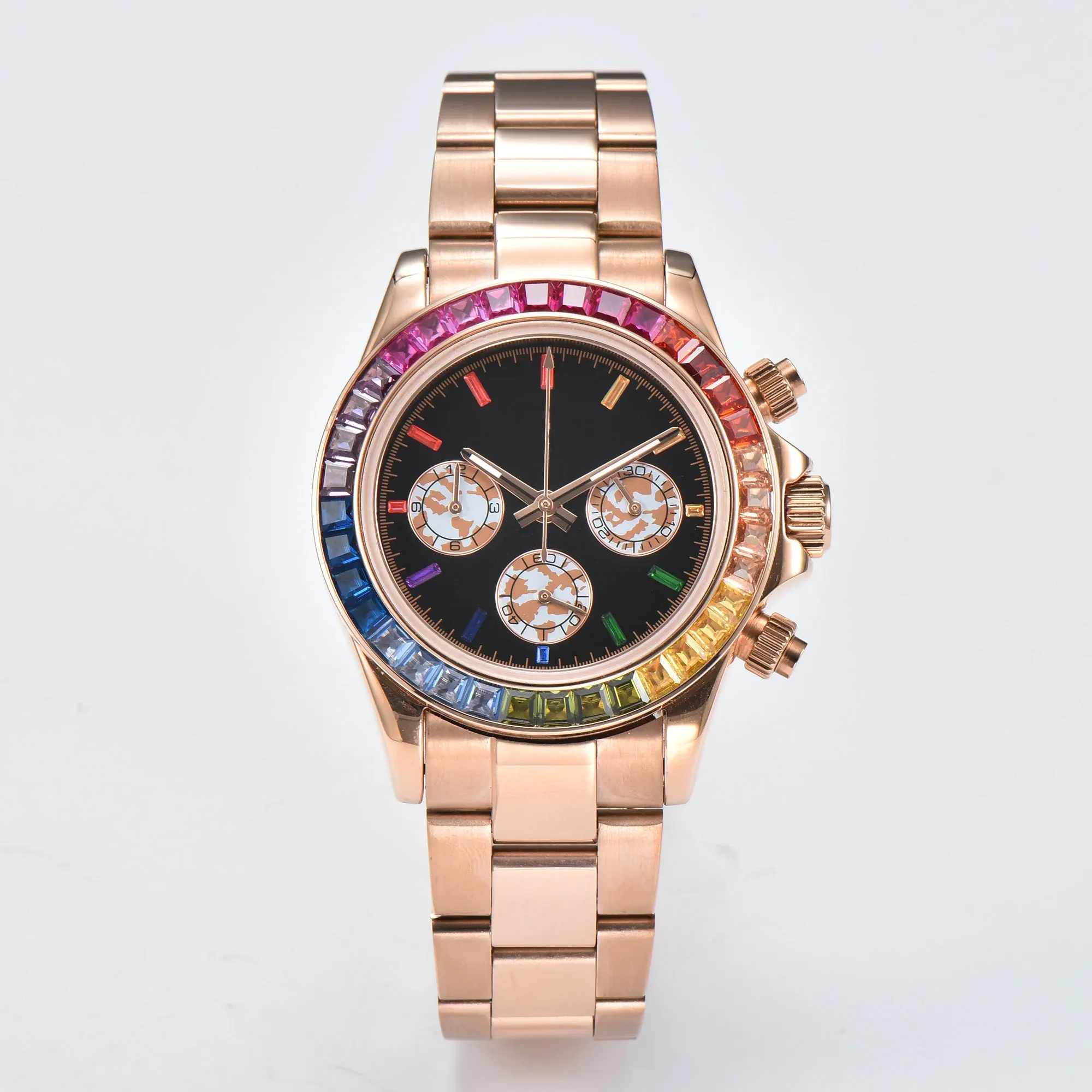 39mm luxury VK63 quartz wristwatches for men panda type timing watch with Japanese VK63 quartz movement chronograph reloj