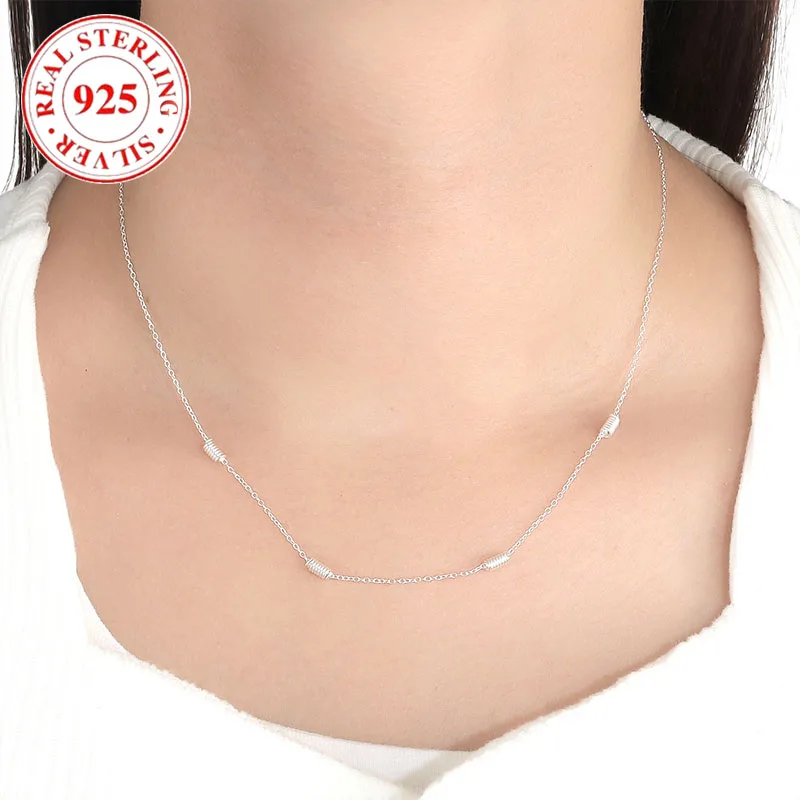 925 Sterling Silver Sparkling Rice Grain Women's Necklace Hypoallergenic Fashion Jewelry Gifts Suitable for Women's Holiday Gift