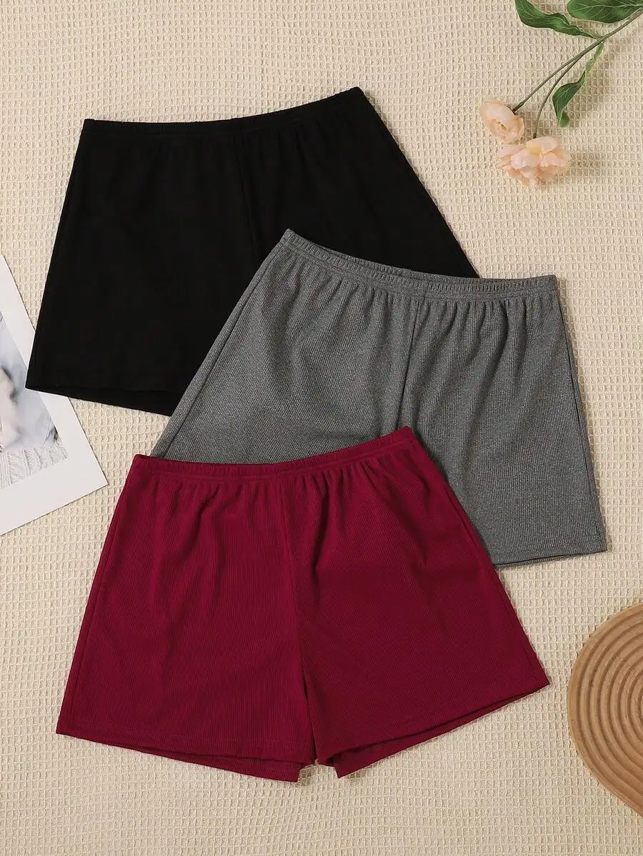 

3pcs Set Women Loose Comfortable Sleep Shorts Spring Summer Casual Home Wear