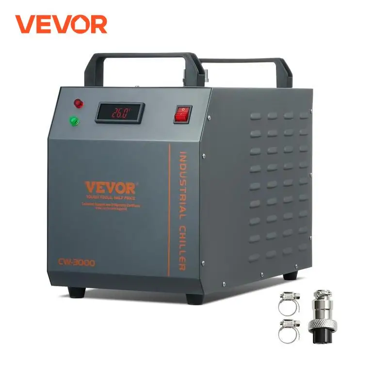 VEVOR Enfriador de Agua Industrial, CW-3000, Sistema de Enfriamiento de Enfriador de Agua Industrial Enfriado por Aire de 80 W con Capacidad de