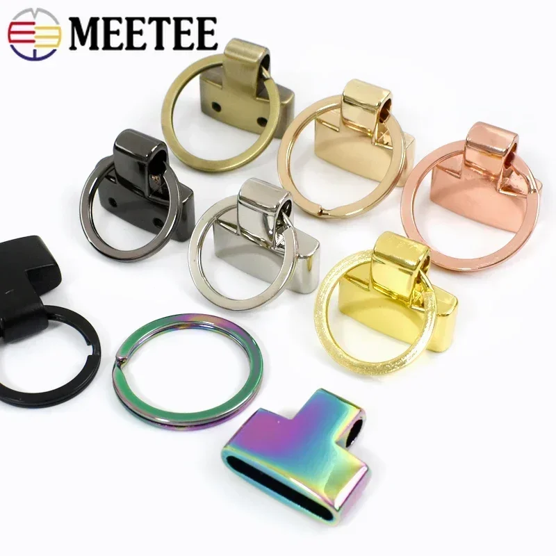 5/10/20Pcs Meetee 20/25mm O Ring Metal Buckles Keychain Pierced Pendant Stopper Hook Car Keyring Screw Clip Clasp Hardware