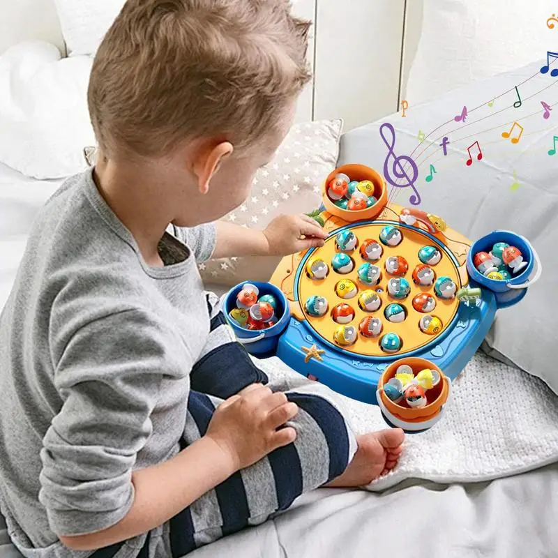 Fishing Educational Games Educational Toys Magnetic Kids Fishing Toys Motor Skill Party Game Rotating Board Interactive Fishing