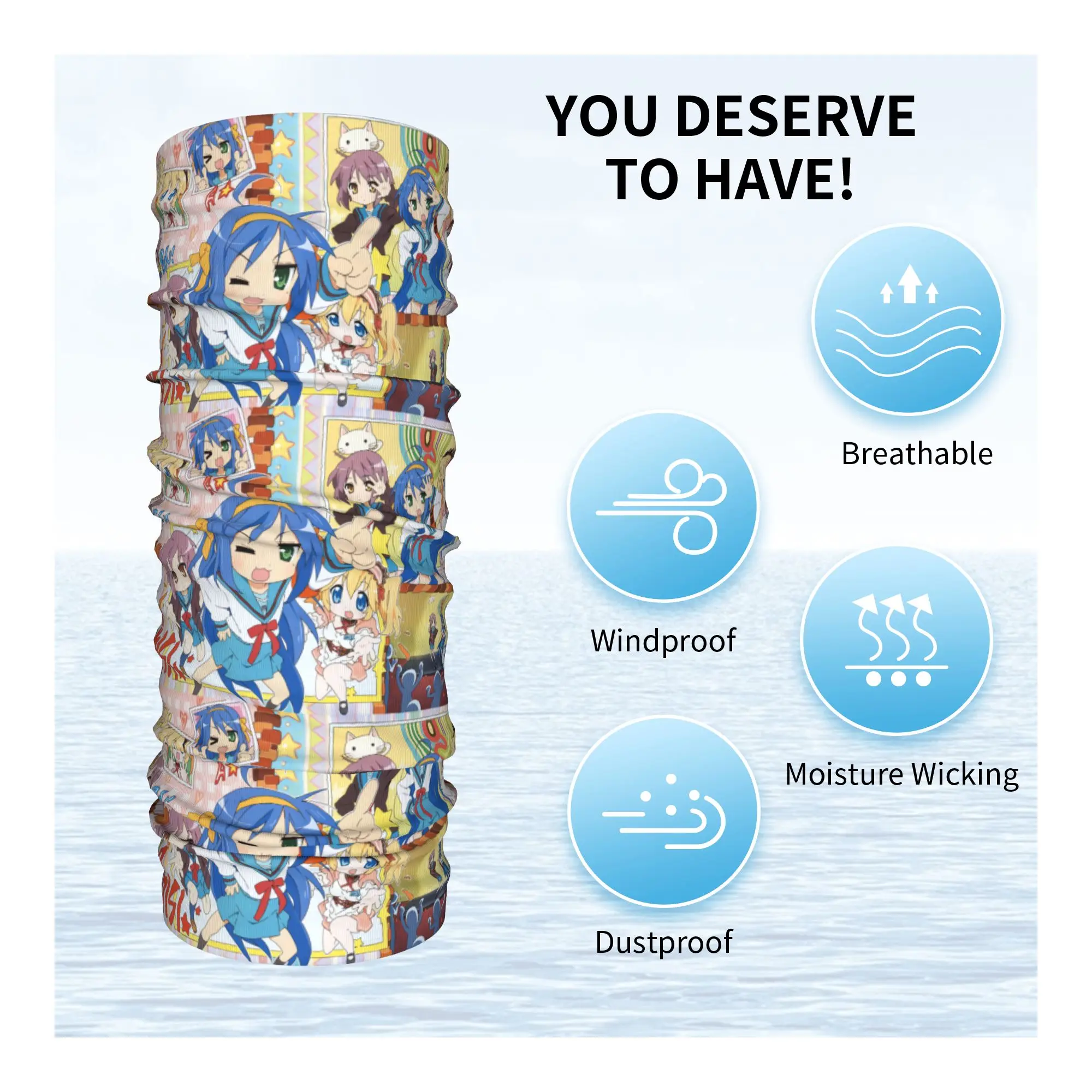 Kawaii Lucky Star Game Bandana الشتاء الرقبة أدفأ الرجال يندبروف التفاف الوجه وشاح للمشي لمسافات طويلة أنيمي اليابانية الجراب عقال #3