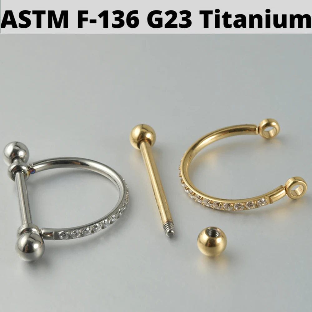 1PC G23 Titanium Cz Ear Cartilage Tragus Zircon Barbell Helix Earring Rook Sung Lobe Piercing Jewelry