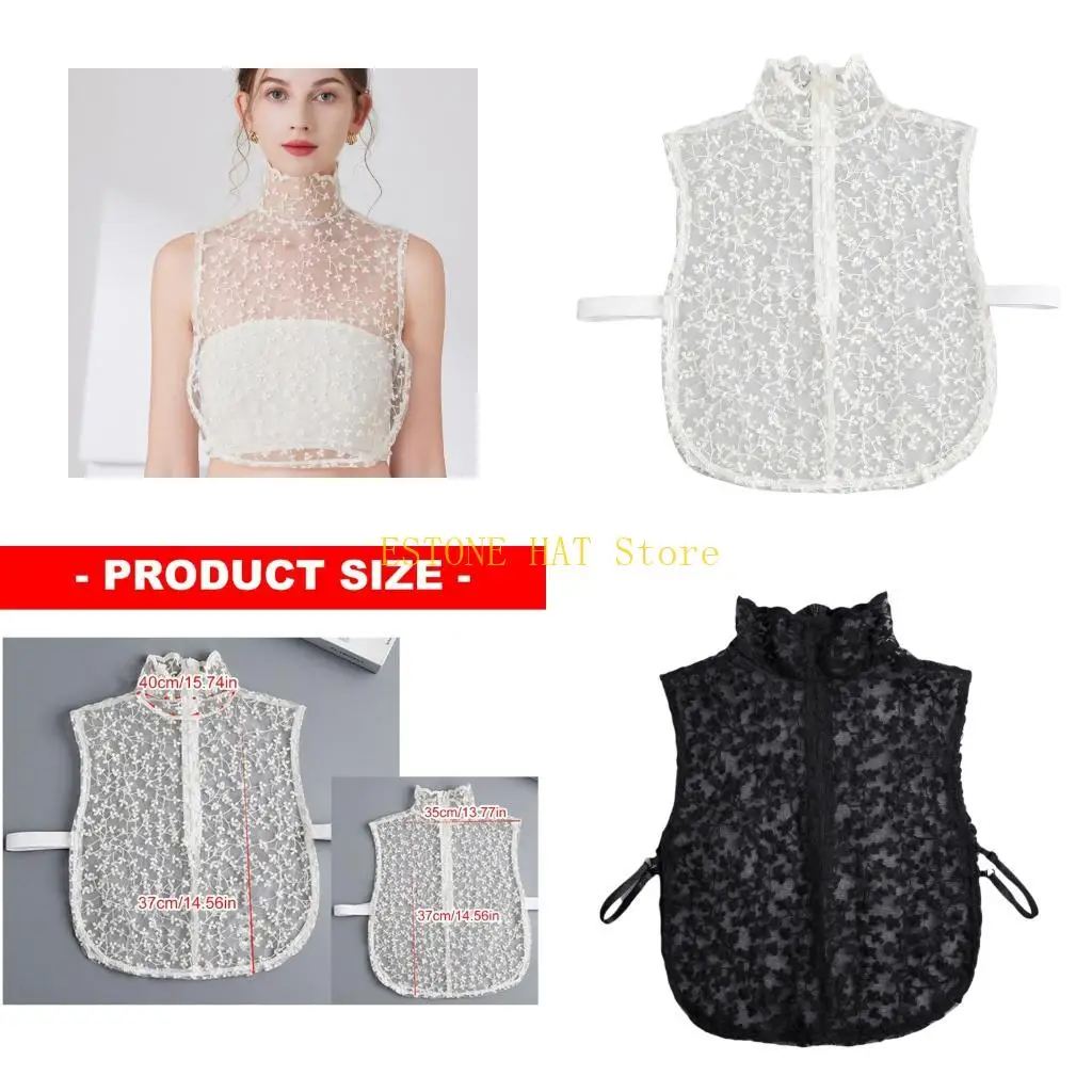 

49MF Съемный шейный воротник из искусственного воротника с романтическим цветком для улучшения Dresse