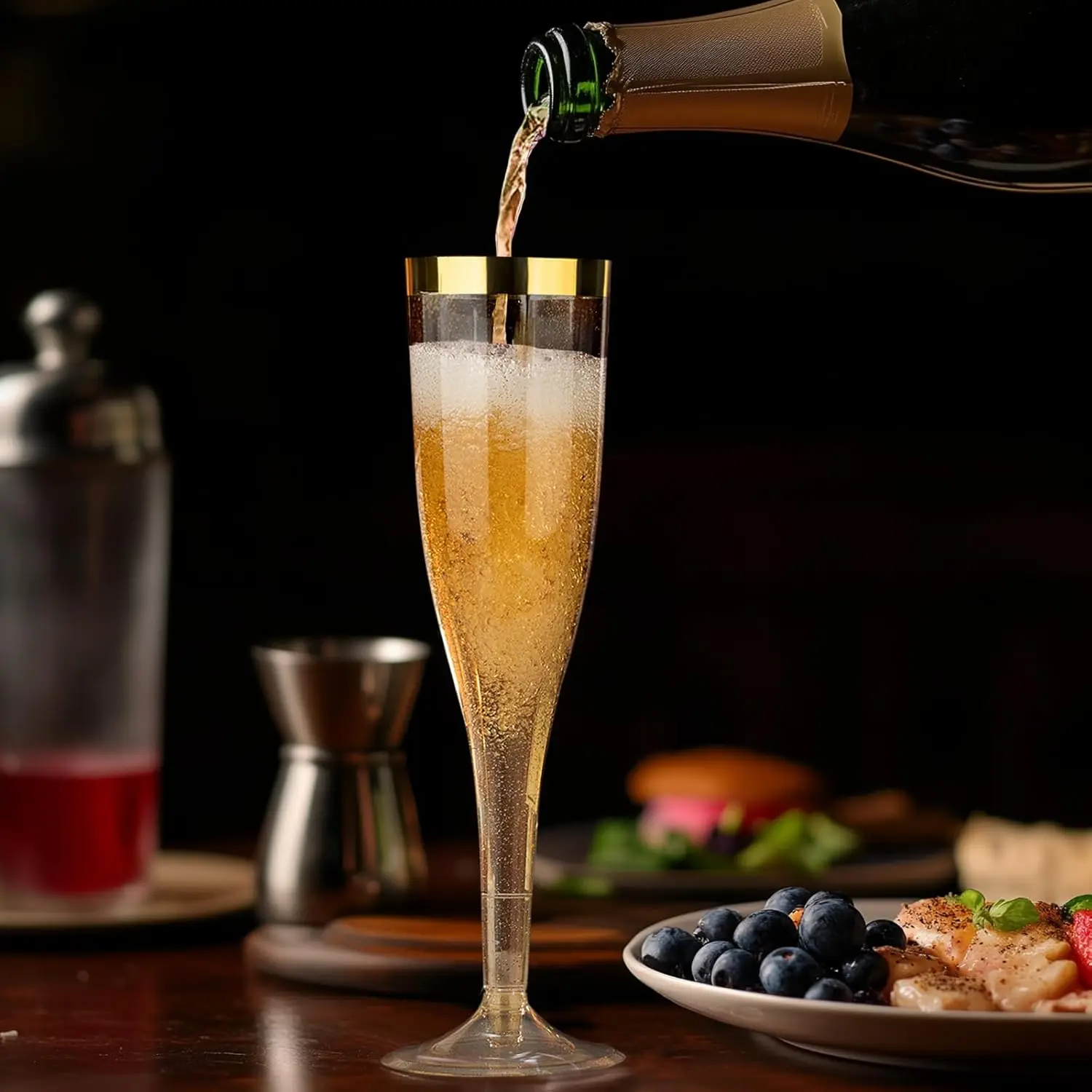 36 عبوة من مزامير الشمبانيا ذات الحافة الذهبية، نظارات تحميص للاستعمال مرة واحدة سعة 6.5 أونصة لحفلات الزفاف والحفلات وبار الميموزا #5