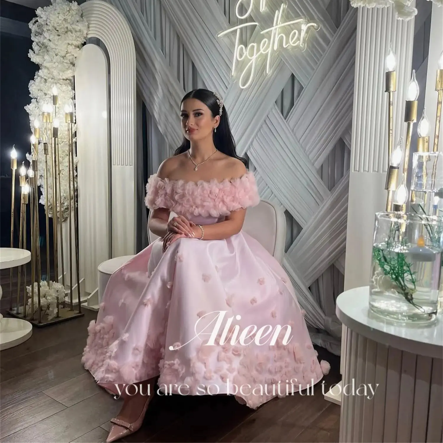 

Aileen Vestidos De Noche Длинные платья для выпускного вечера 2025 Роскошные элегантные вечерние платья с 3D цветами по индивидуальному заказу فساتين سهرة Party Dress