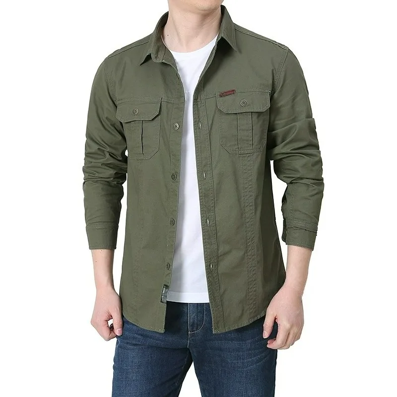 

Spring and Autumn Men's Casual Shirt Breathable Loose Fashion Outdoor Mountaineering Hiking Camping Fishing Men's Cycling Coat
