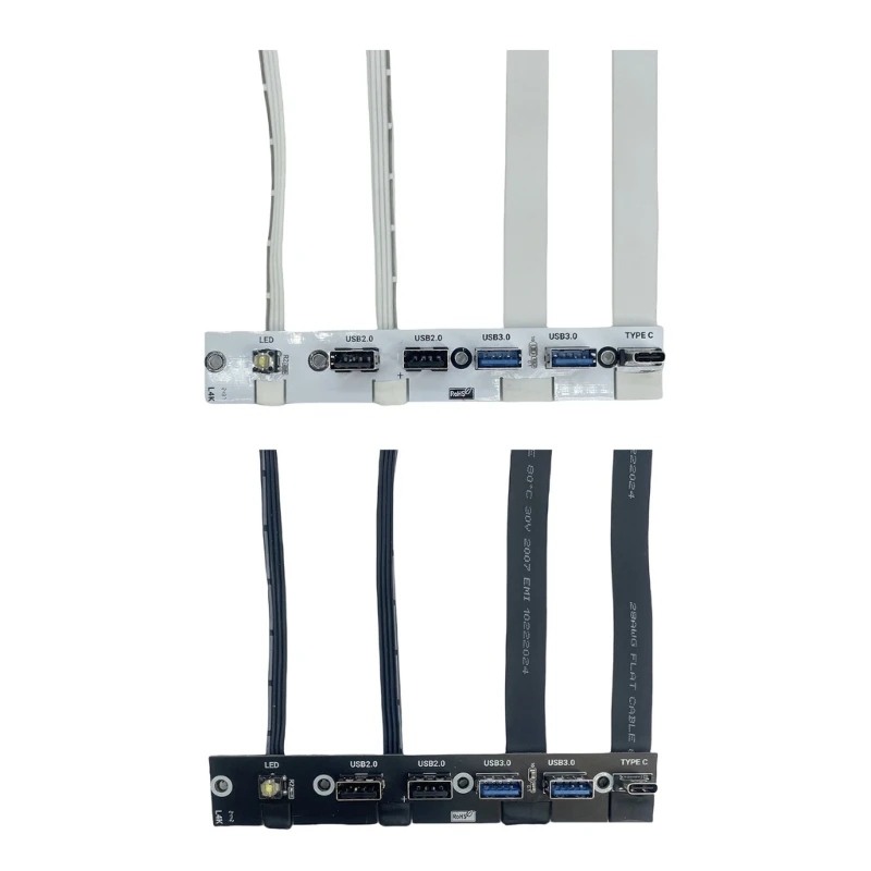 5 Port USB PC Front Panneau Bracket 2XUSB3.0 2XUSB2.0 1XUSB C 20G avec LED