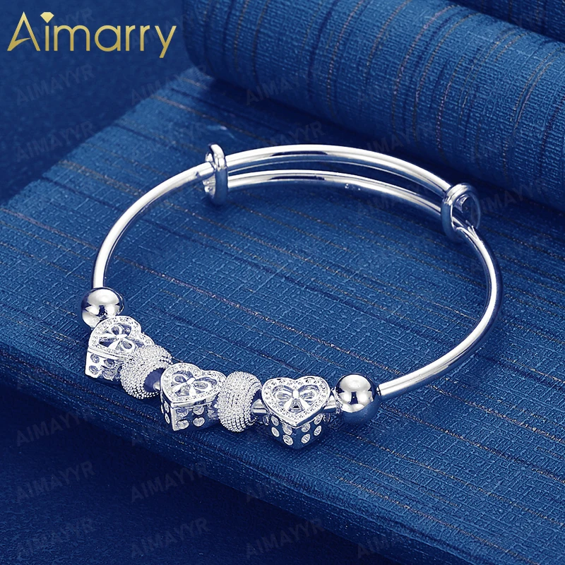 925 Sterling Silver Heart-shaped Hollow Transfer Bead Bracelet for Women's Banquets and Weddings High-quality Fashion Jewelry