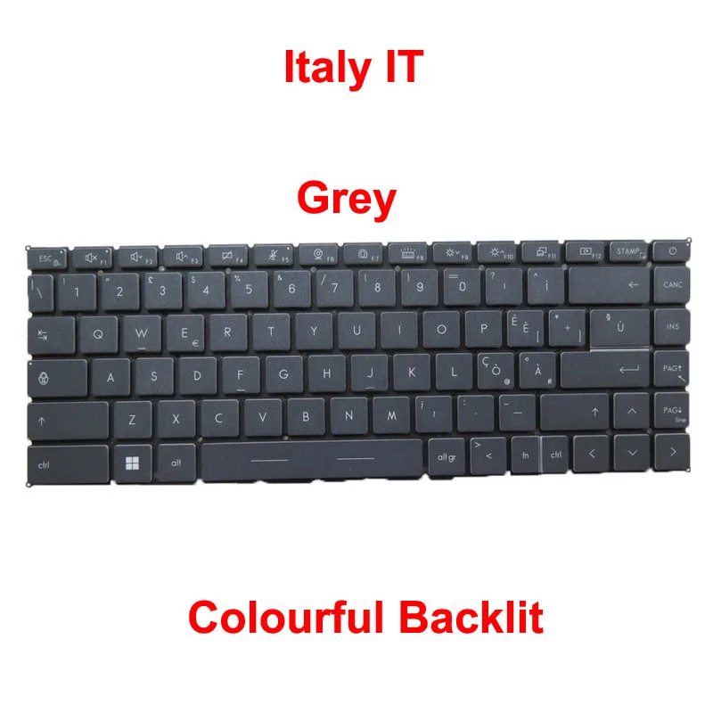 

Laptop RGB Backlit Keyboard For MSI V194222MK4 IT S1N-2EIT606-SA0 S1N2EIT606SA0 Italy IT Grey No Frame