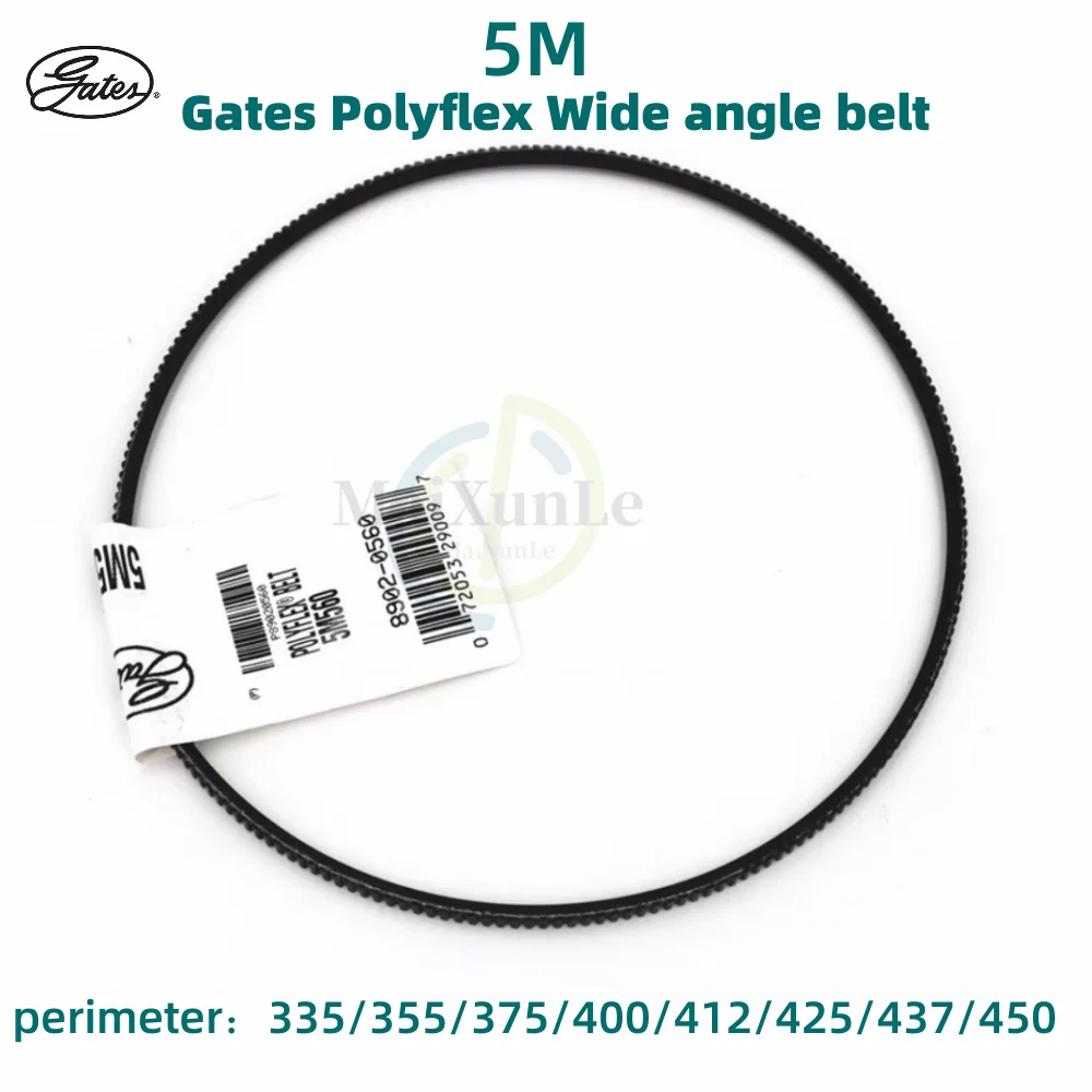 

1Pcs 5M Gates Polyflex Wide angle belt 5M-335 355 375 400 412 425 437 450 Suitable For Mechanical Equipment