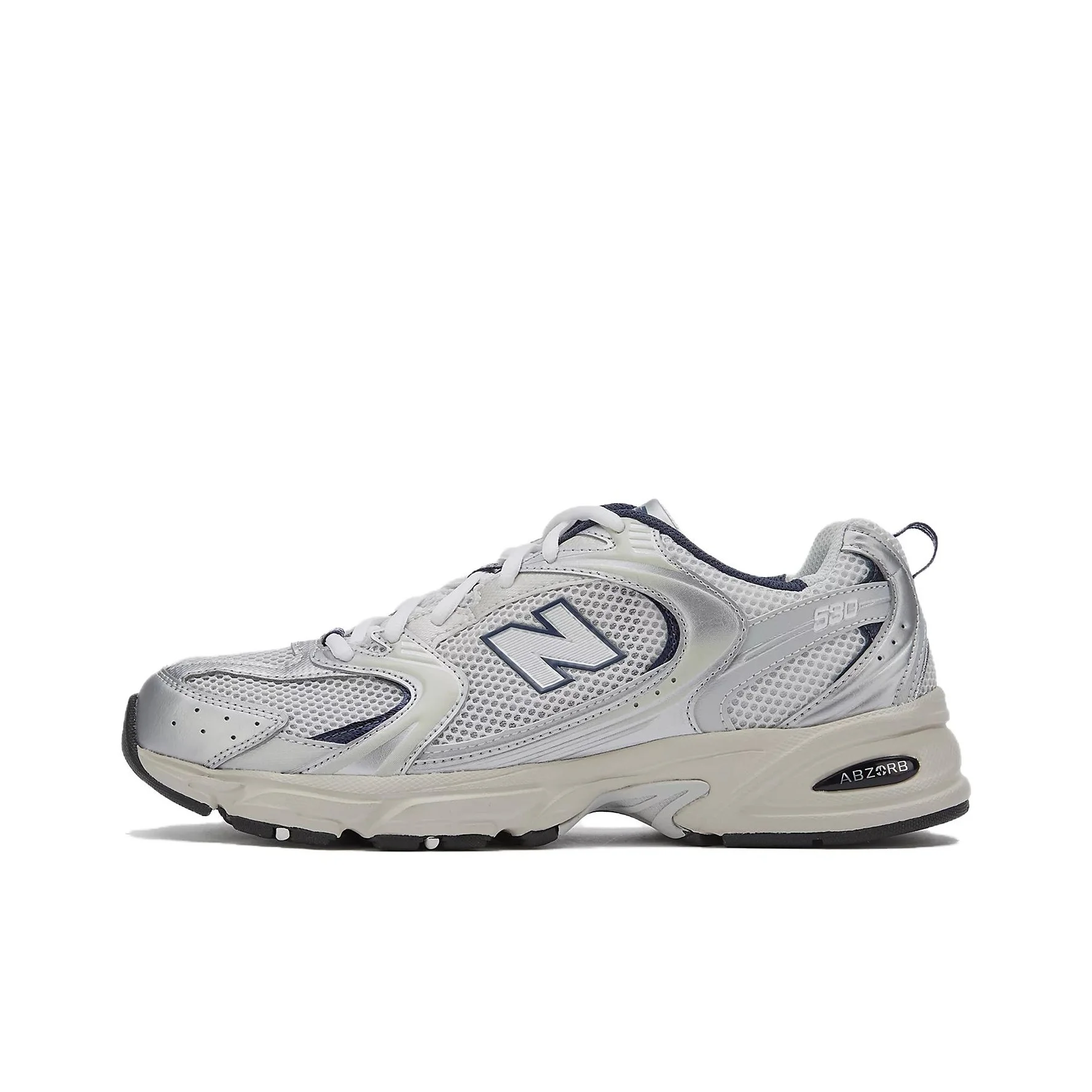 حذاء الجري New Balance NB 530 Spring ذو الرقبة المنخفضة، للجنسين، فضي وأبيض #3