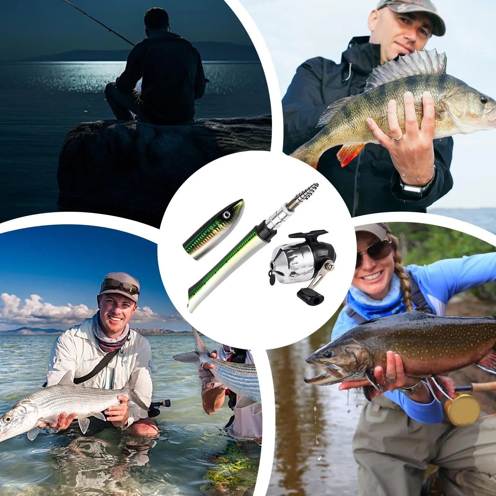 

Fishing Rod And Reel Combo Fish-shaped Portable Rod Fishing Rod With Spin Reel Comfortable Handle Foldable Fishing Rod Pen For
