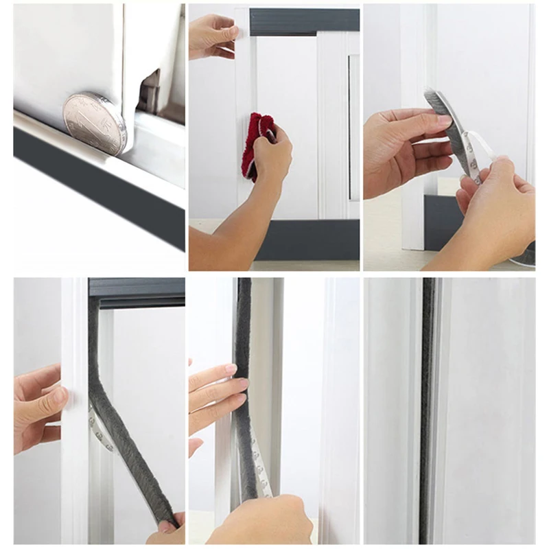 5M Brush Strip Self-Adhesive Windproof Door and Window Sealing Strip Leak-Proof Brush Windproof Sealing Strip-Brown