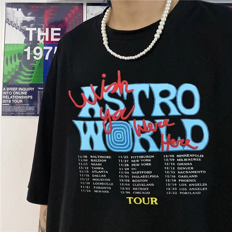 ASTRO WORLD Album Playlist Printed T Shirt Fashion Men O-Neck Streetwear T-shirt for Summer Women Casual Short Sleeve Tees Tops