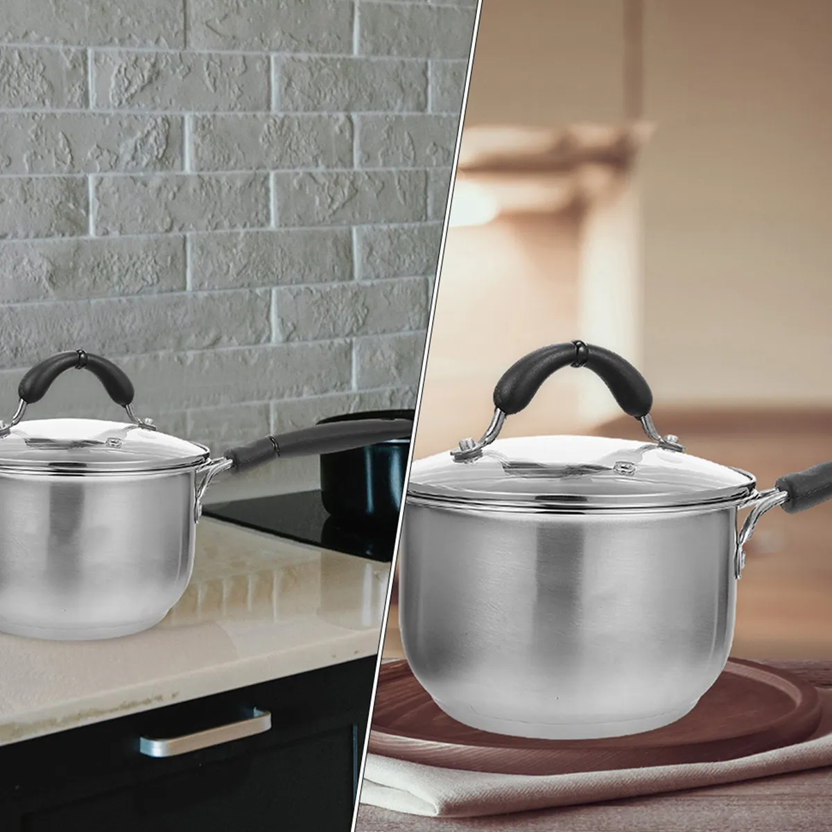 

1Pcs Multipurpose Thickened Milk Pot Stainless Steel Soup Saucepan Small Cooking Stew Pot Baby Food Soup Saucepan