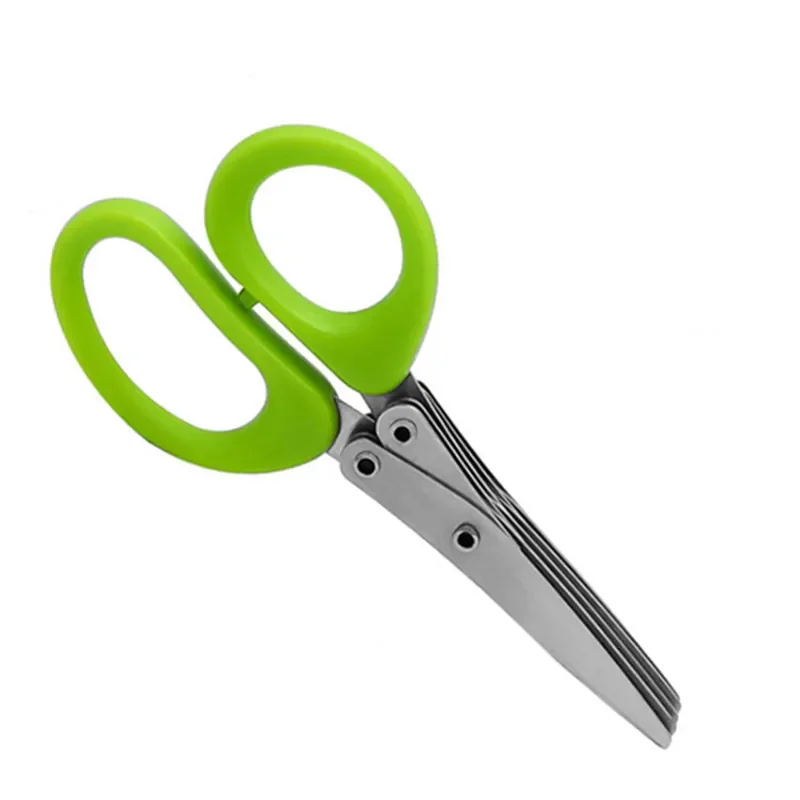 Multi-functional Stainless Steel 3/5 Layer Kitchen Scissors Pepper Shredded Chopped Scallion Cutter Laver Cut Cooking Tool