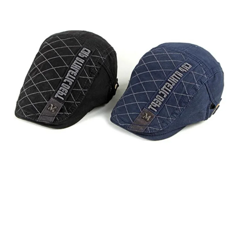 Casquettes gavroche en coton avec lettre brodée pour hommes et femmes, casquette à visière plate, béret de peintre, chapeaux de printemps, 112