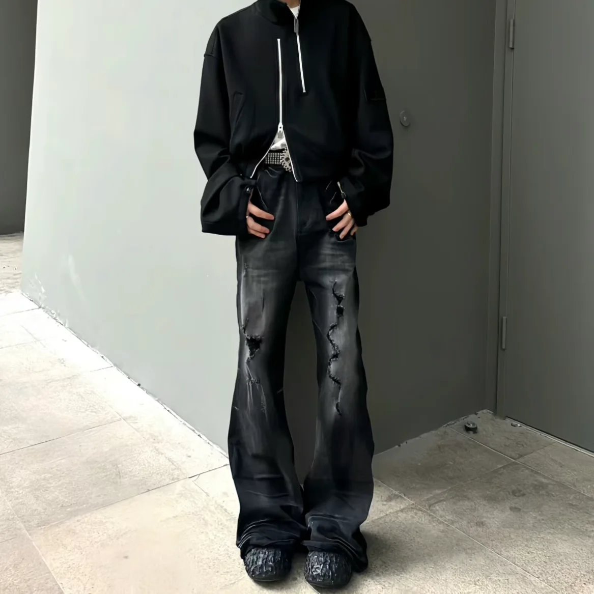 

Летние уличные мужские и женские модные персонализированные прямые потертые джинсы для пар, повседневные брюки в стиле ретро с микророгами