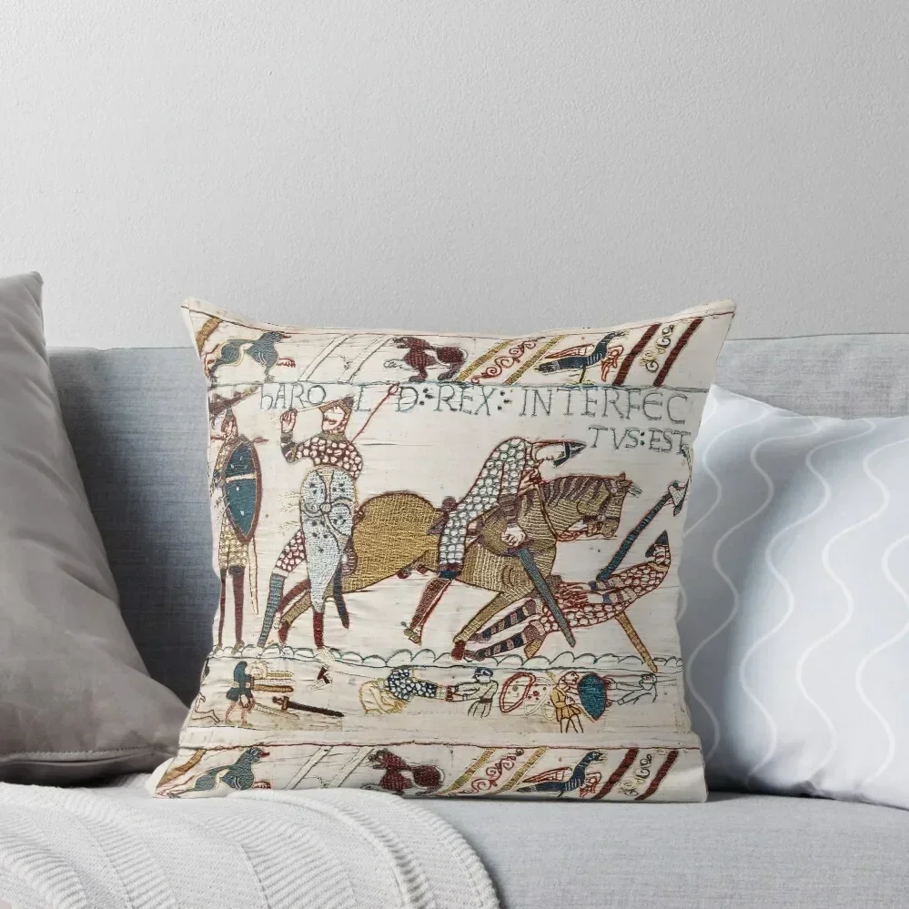 

THE BAYEUX TAPESTRY ,The Death of King Harold at Battle of Hastings. Throw Pillow Custom Cushion Photo pillow