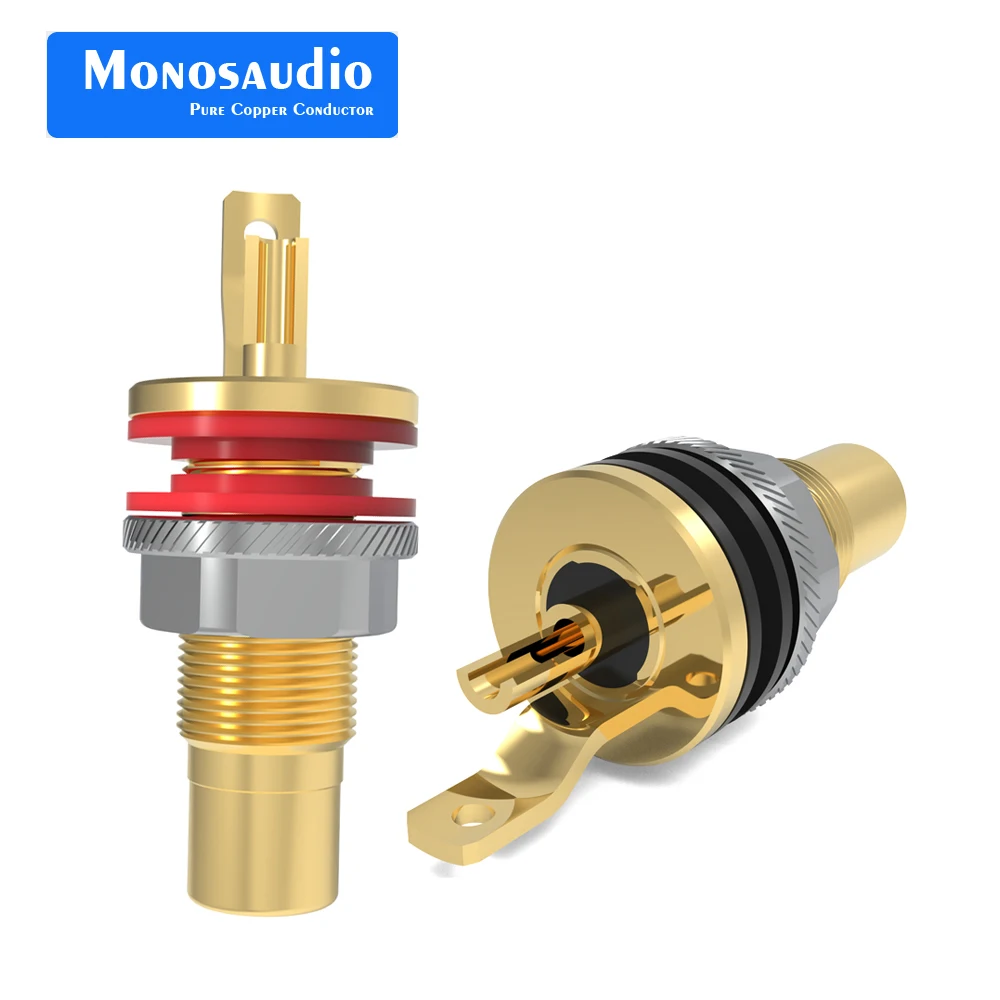

Monosaudio C404 99.995% Pure Copper Female RCA Jack Connector Hifi Audio Video TV CD DAC Signal Input Output Coaxial Terminal