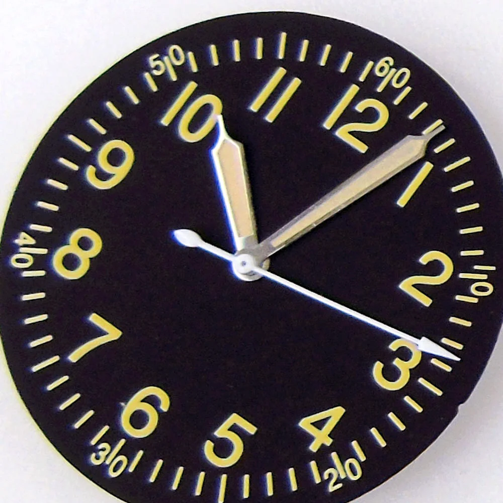 33.5mm Roman Number/Arab Mark Watch Parts Fit Automatic NH35A NH36A ETA 2836 33.5mm Creamy Yellow/Black Watch Dial Face Luminous