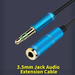 Przedłużenie gniazda 3.5 kable Audio kabla męskiego do kobiece słuchawki 3.5mm przewód głośnikowy przewód AUX kabinowego 1M 2M 3M 5M czarny niebieski srebrny