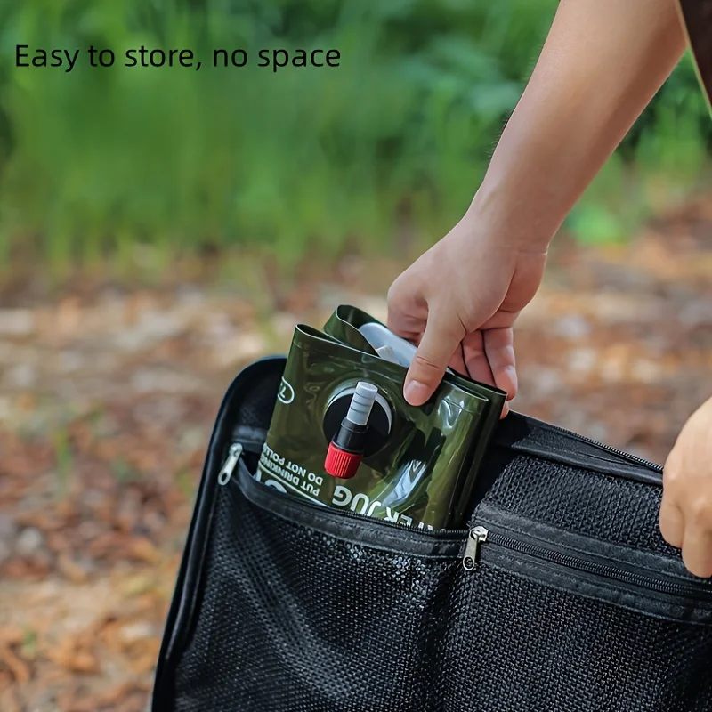 1pc, 1.98gal Folding Water Storage Bag With Faucet, Large Capacity Portable Water Container For Outdoor Camping Hiking Travel