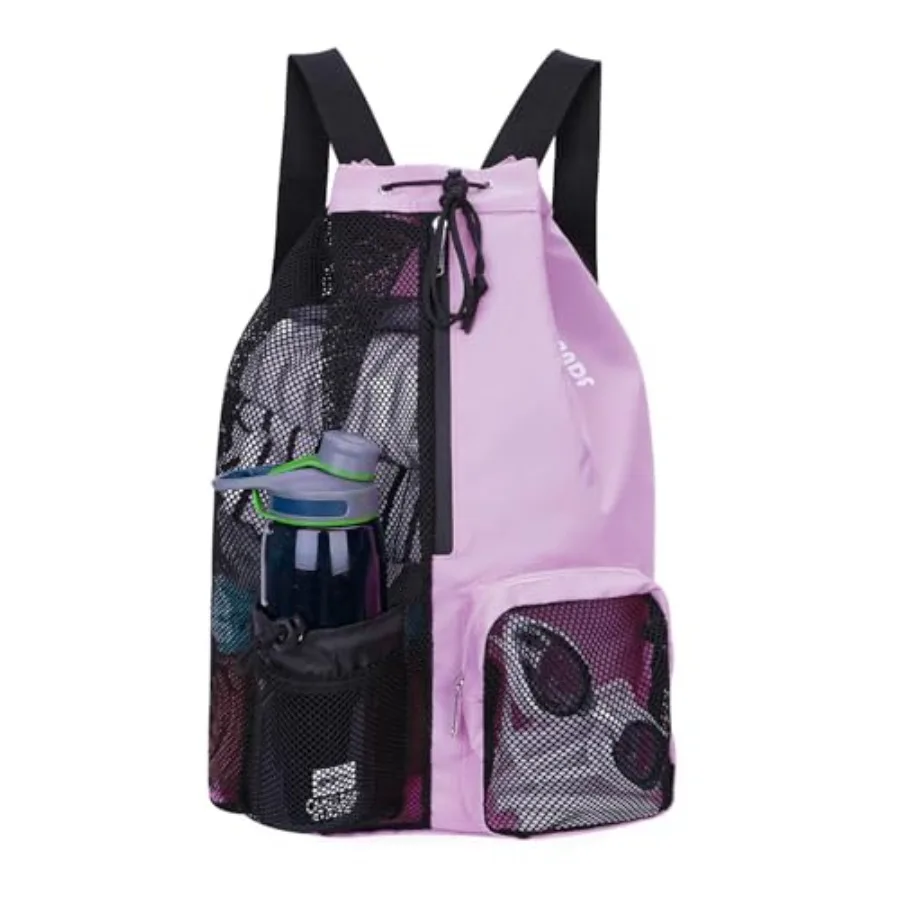 Swim Bag Mesh Drawstring Backpack with Wet Pocket for Swimming, Gym, and Workout Gear