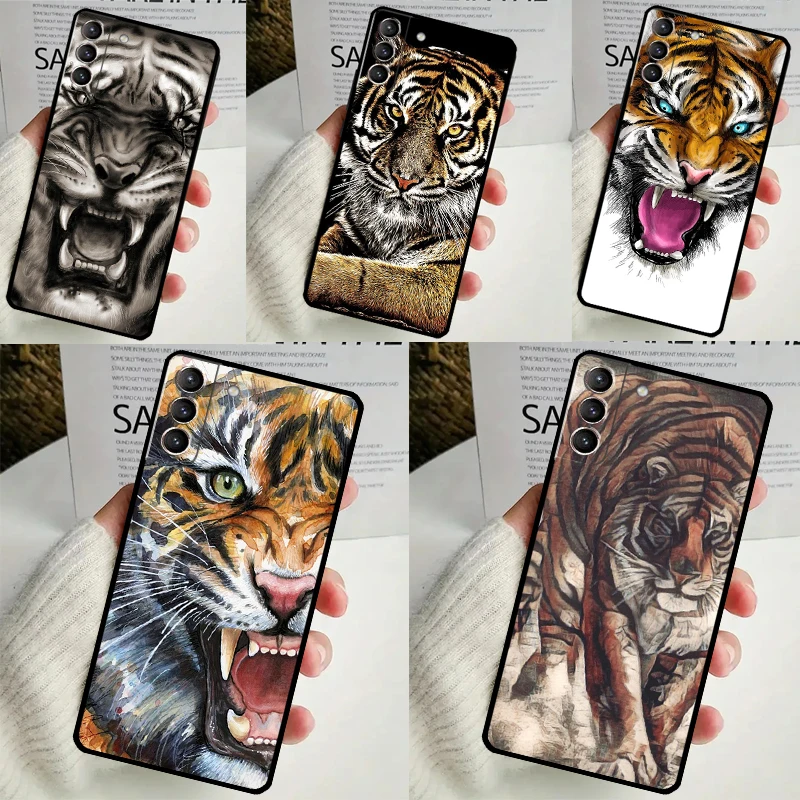 Ferocious Tiger Animal Case For Samsung Galaxy S22 S23 S24 Ultra Note 20 10 S8 S9 S10 Plus S21 S20 FE Soft Cover