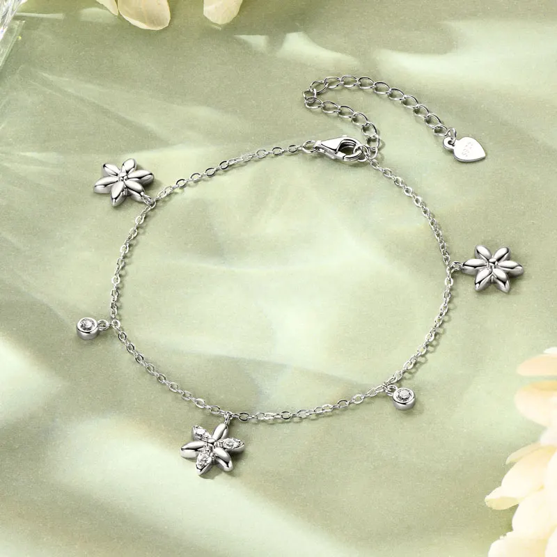 IOGOU 2 مللي متر و 2.5 مللي متر D0.21CT مويسانيتي سوار مرصع بالألماس المشاركة الزفاف حُليات المجوهرات الحقيقية 925 الفضة زهرة أساور للنساء