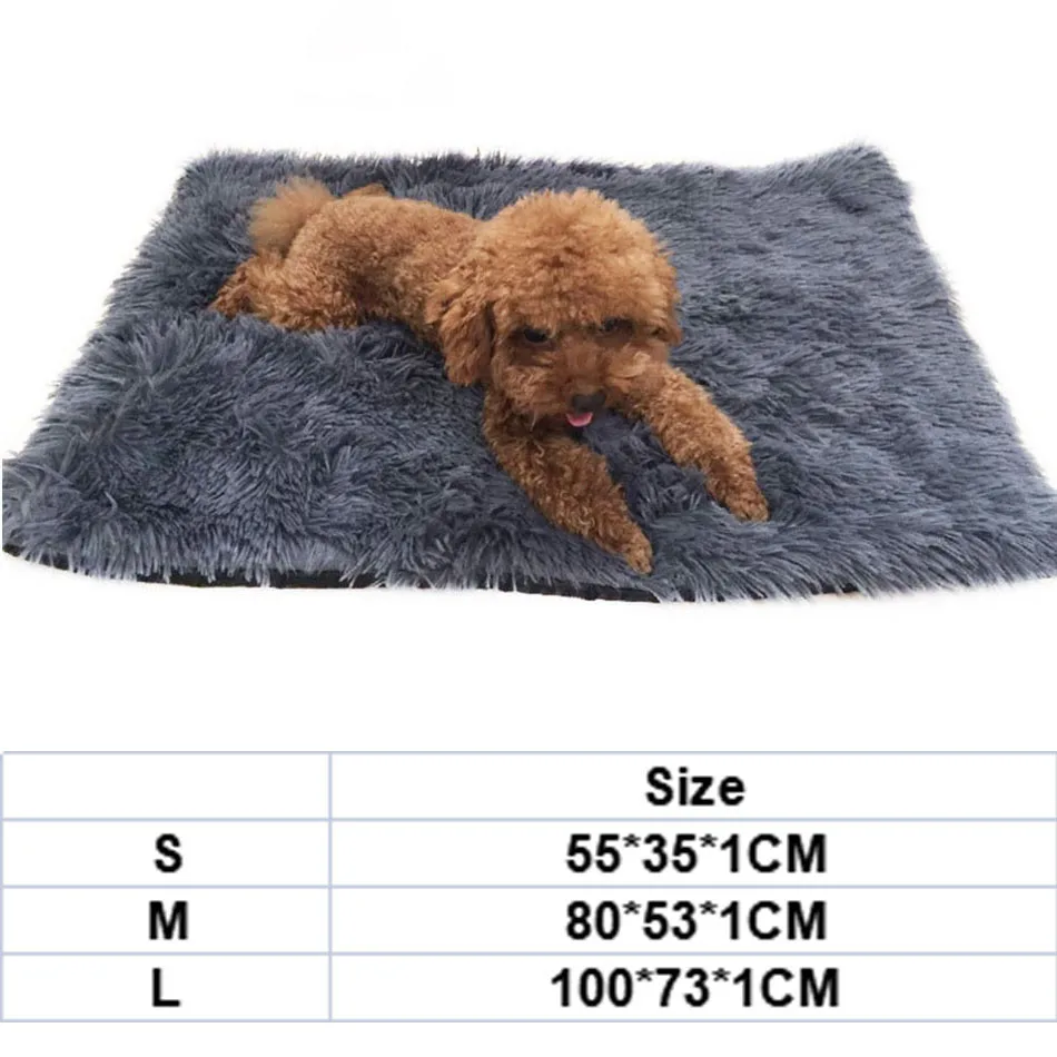 Dog Bed Mat Pet Cat Dog Plush Soft Warm Cushion Pet Washable Candy Colored Blanket Kennel Puppy Pet Cat Dog Supplies