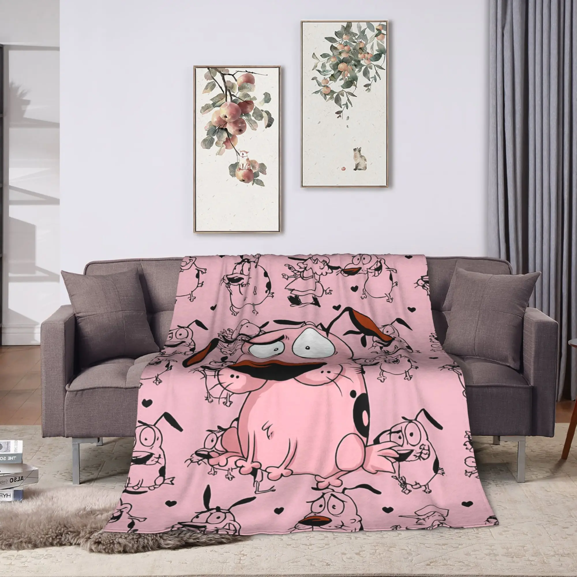 Cartoon Courage Cowardly Dog Soft Blanket  Boy Girl Plush Bedding Throws Novelty Outdoor Flannel Bedspread Sofa Bed Cover