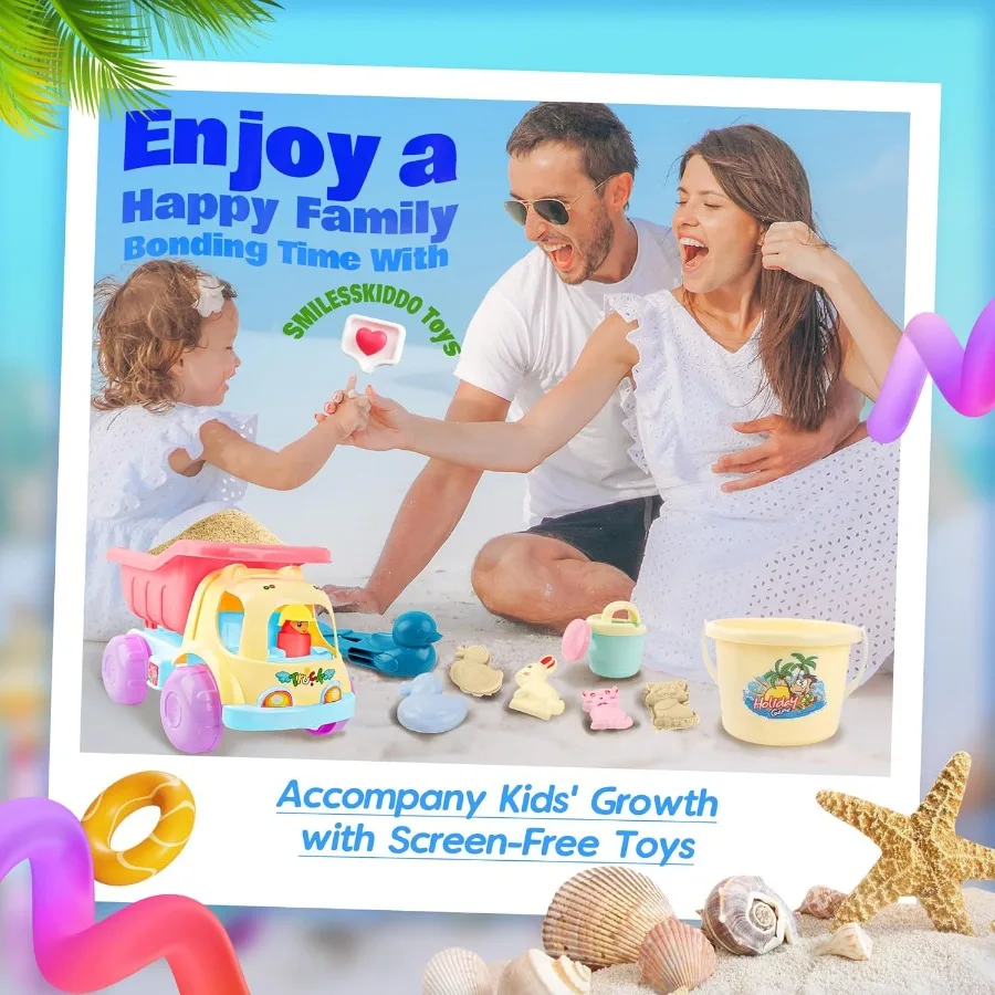 Brinquedos de praia - Caminhão de construção de despejo de praia, caminhão de areia de plástico durável e leve, brinquedos de caixa de areia para meninos e meninas