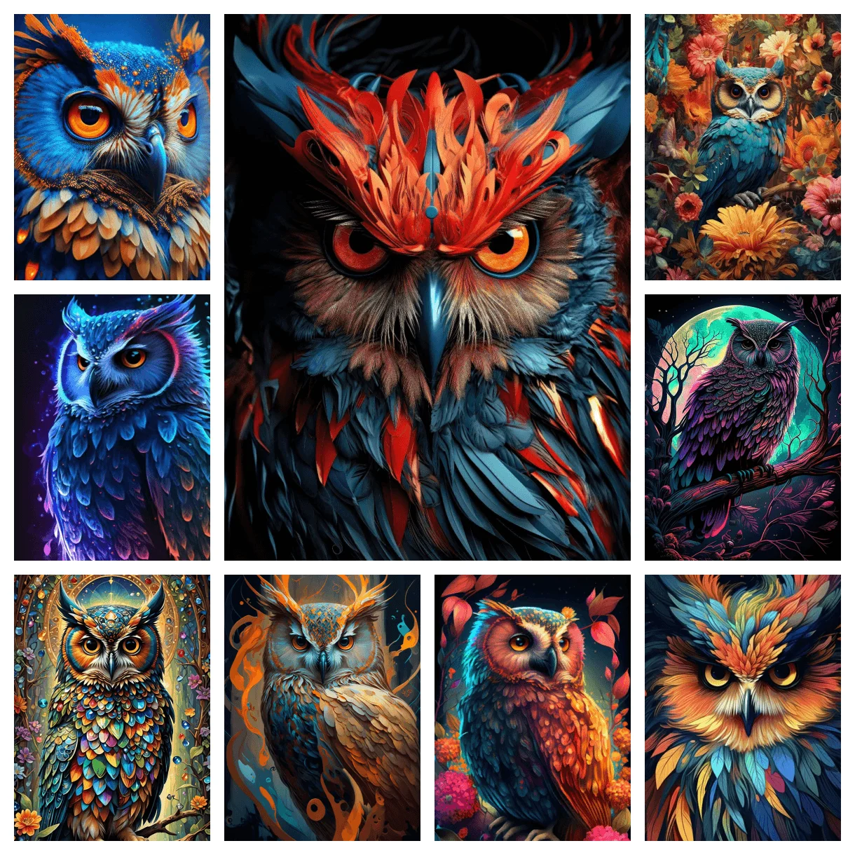 

AB Diamond Painting Owl Color Embroidery Animal Mosaic Rhinestone 5D DIY Full Diamond Mosaic Diamond Art Home Decoration Gift