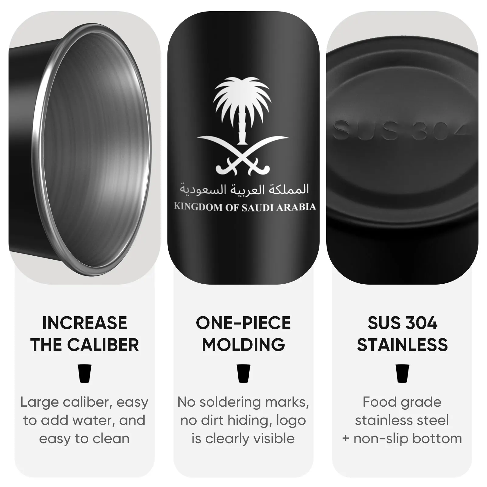 350MLNational Emblem of Saudi Arabia Logo Coffee Mug Stainless Steel Water Cup Outdoor Camping Beer Mug Portable for Family Gift