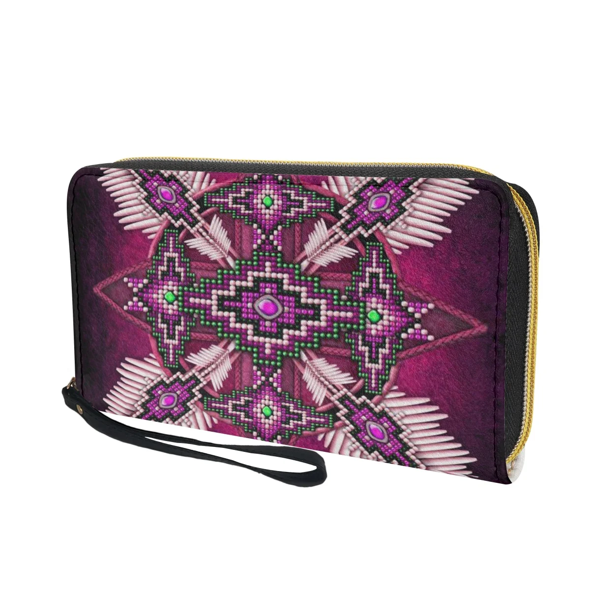 Clutch com zíper estilo tribal feminino, carteira com design retrô, bolsa de dinheiro de alta qualidade, porta-cartão diário casual para meninas, rua popular