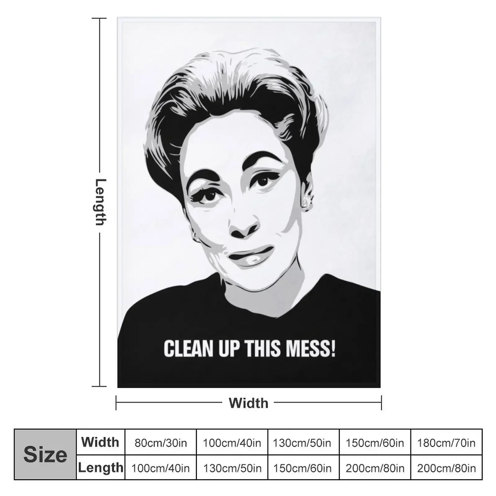 Mommie Dearest Clean up this Mess! Pop Art Throw Blanket couch cozy soft plush fuzzy picnic outdoor blanket