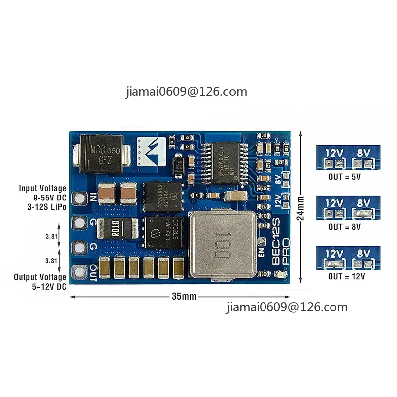 BEC12S‑PRO Power Module 9‑55V 3‑12S To 5V/8V/12V‑5A Overcurrent Self‑Recovery For RC Drone Multirotor Airplane
