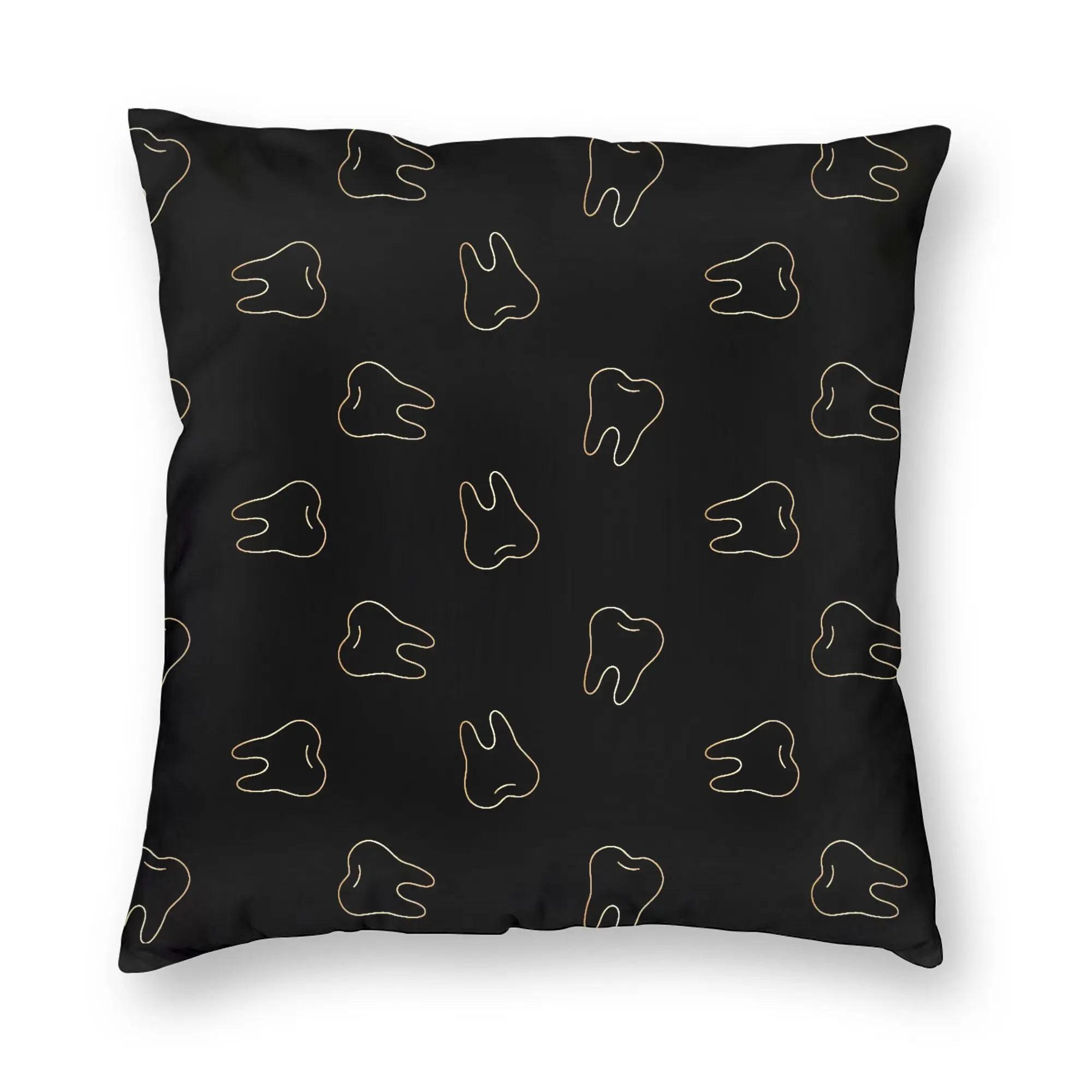 Tooth Party Black Pillow Case 45x45cm Decor Home Nordic  Chair Cushion Square Pillowcase
