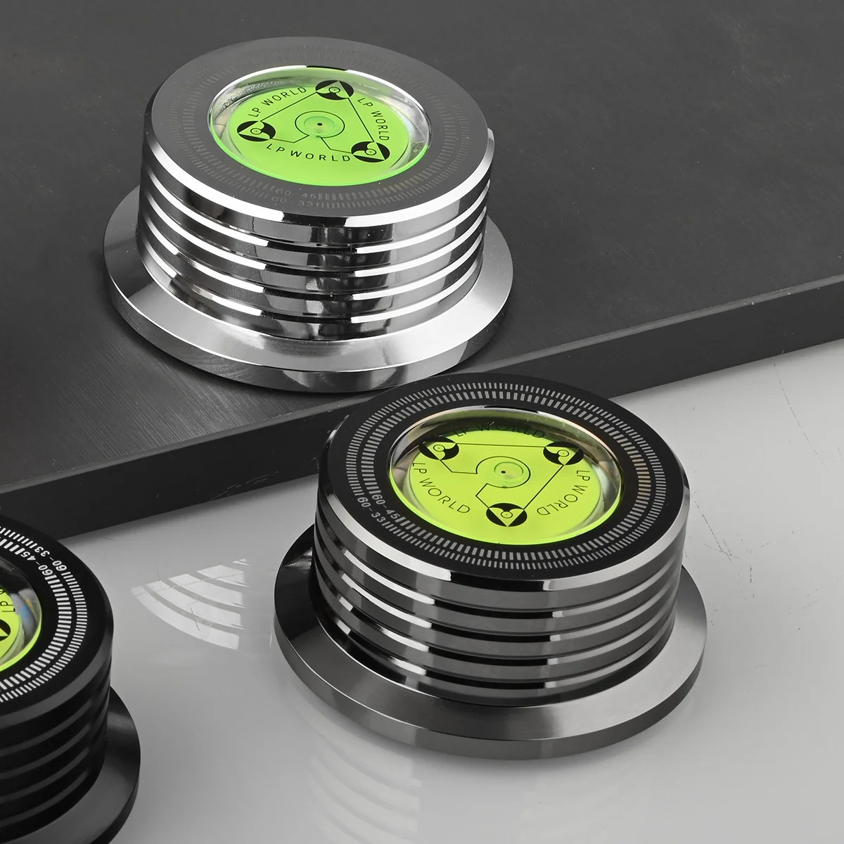 Estabilizador de tocadiscos de DISCO Universal LP 60Hz con nivel, abrazadera de peso de aleación de aluminio, negro brillante