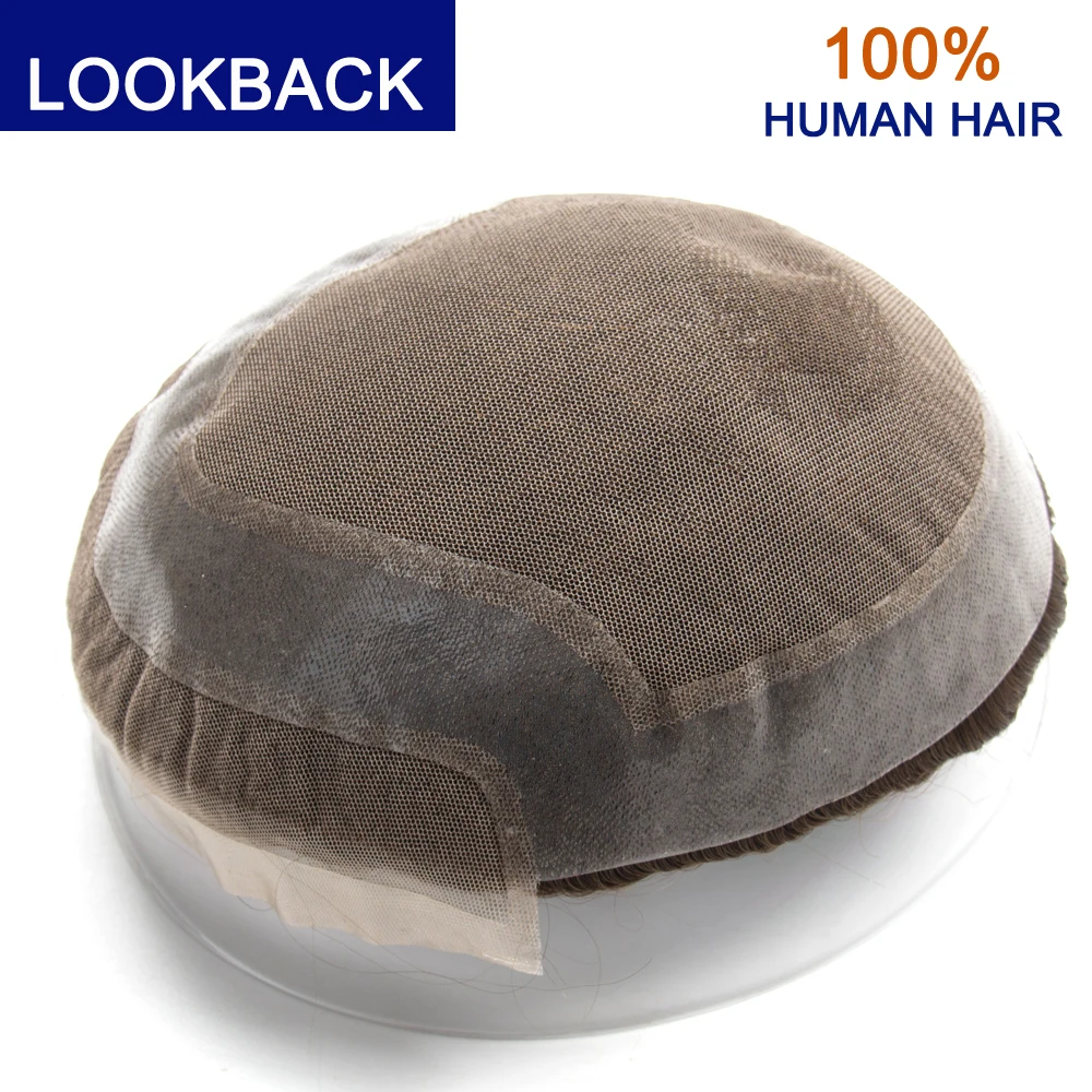 

Мужской парик-система из 100% натуральных волос с швейцарским кружевом и моно-основой, прочный мужской протез для волос, бесплатная доставка