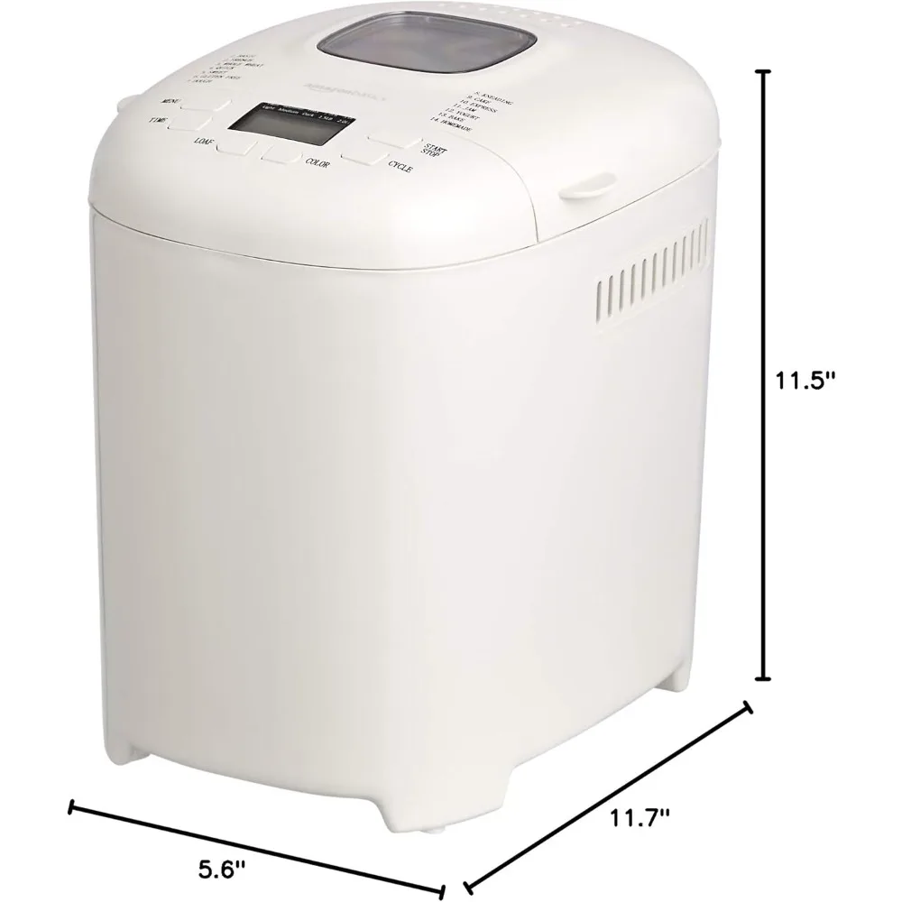 Programmable Bread Maker, 2lb Non-Stick Automatic Machine, 3 Loaf Sizes, Cake and Yogurt Function, LCD Display, 3 Crust Colors