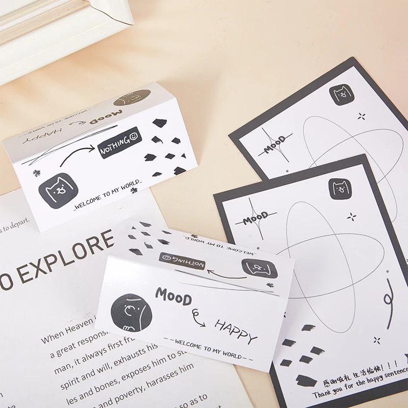 10PCS Original Black And White Simple Letter Card Head Packaging Set Sealing Sticker Separate Packaging Bag Photo Protector